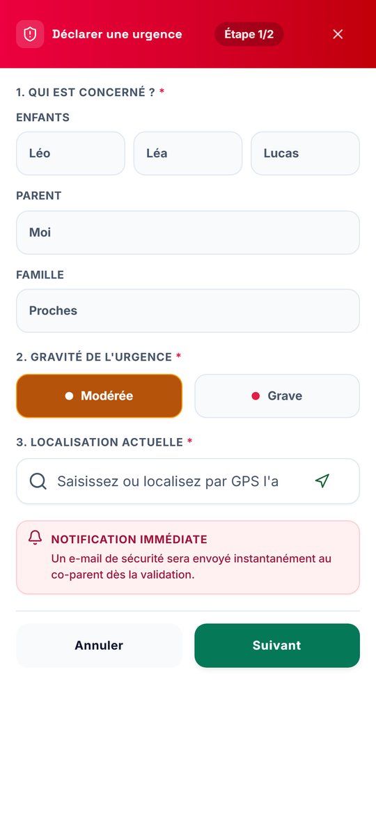 Déclaration d'urgence : enfants concernés, gravité et localisation